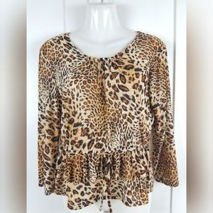Tiger Printed Blouse w/ Ruffles at the front  #006